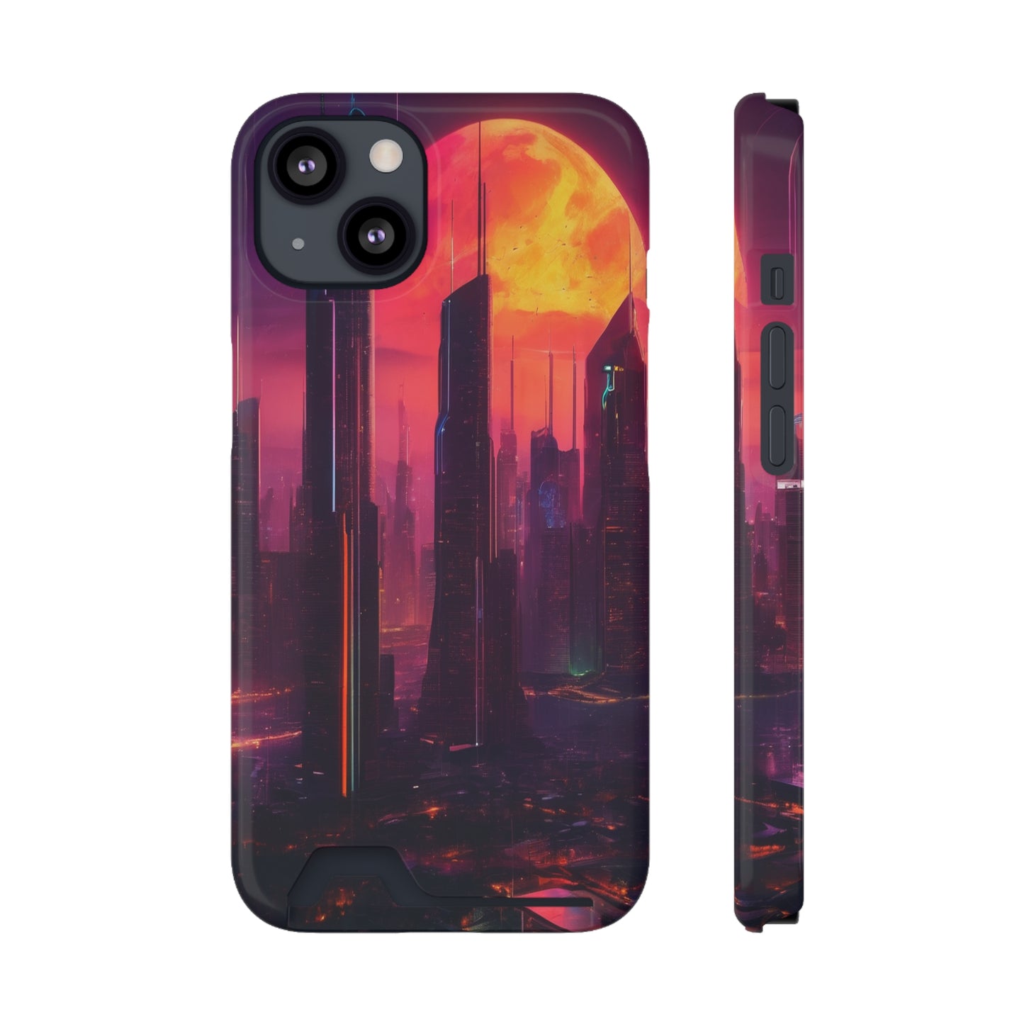 Cyberpunk Neon Card Holder Phone Case MagSafe
