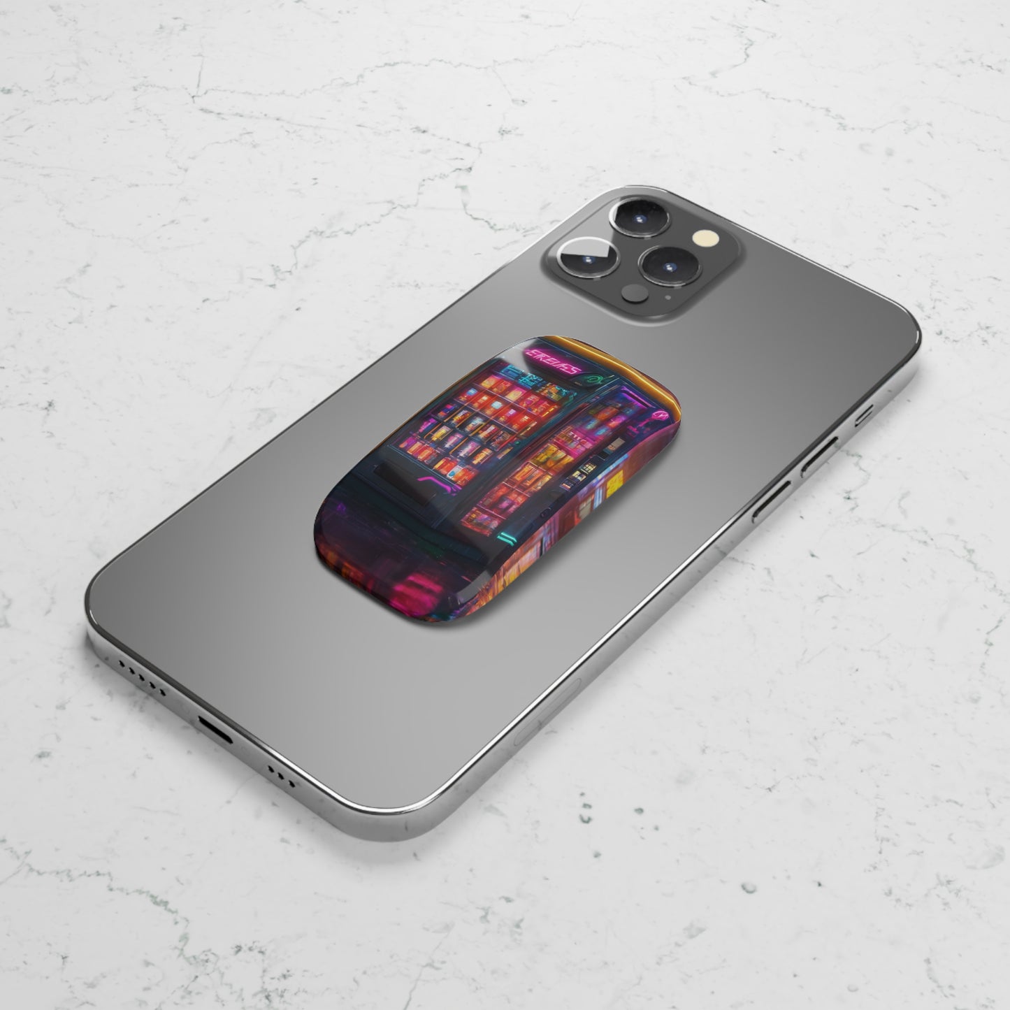 Phone Click-On Grip: Reusable Adhesive Phone Holder & Kickstand