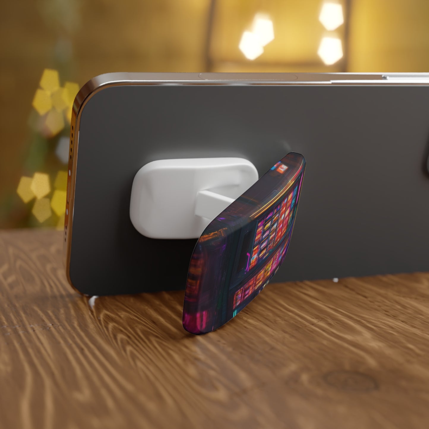 Phone Click-On Grip: Reusable Adhesive Phone Holder & Kickstand