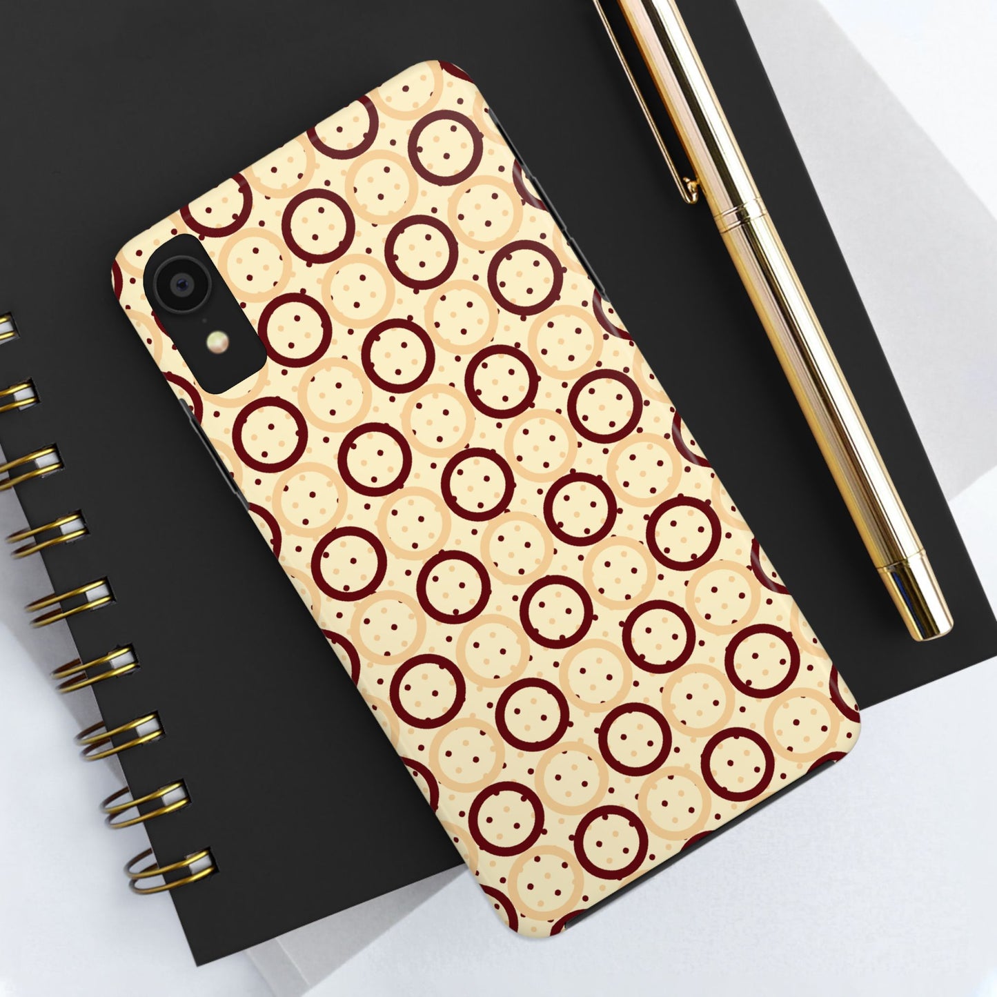 Beige Circle Dot Abstract Pattern Tough Phone Cases, Case-Mate