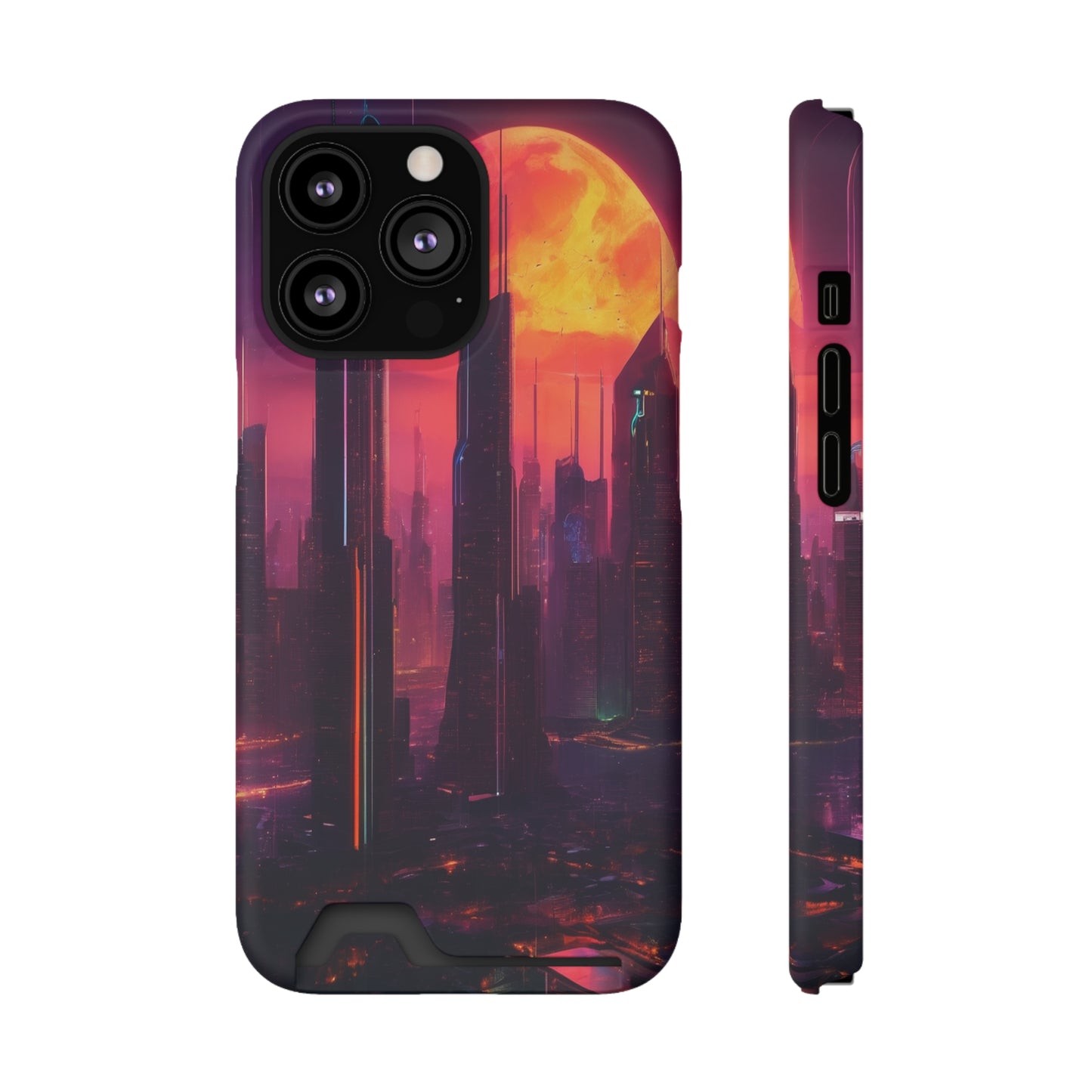 Cyberpunk Neon Card Holder Phone Case MagSafe