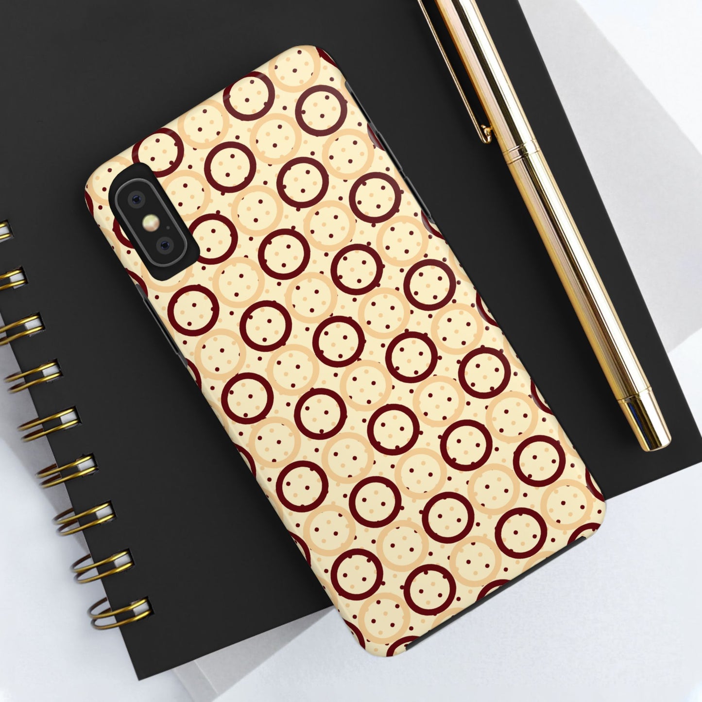 Beige Circle Dot Abstract Pattern Tough Phone Cases, Case-Mate