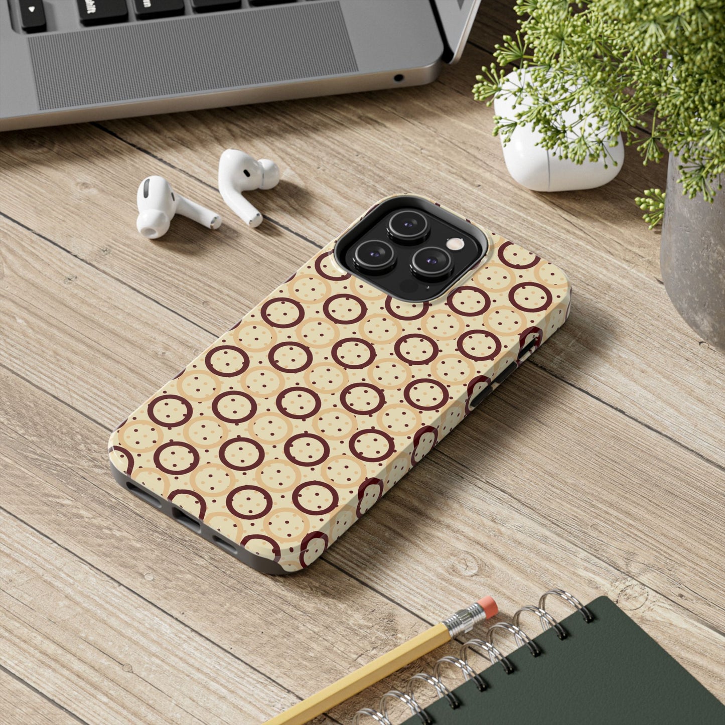 Beige Circle Dot Abstract Pattern Tough Phone Cases, Case-Mate