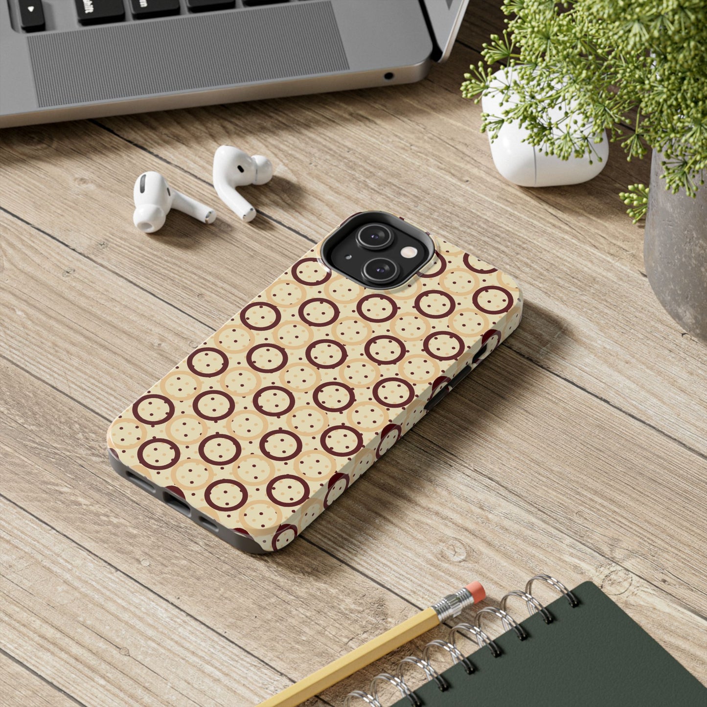 Beige Circle Dot Abstract Pattern Tough Phone Cases, Case-Mate