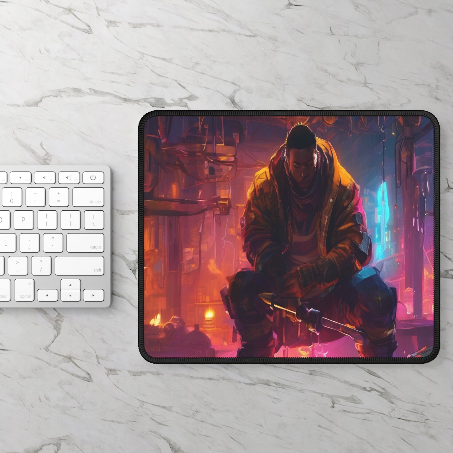 Neon Gaming Mouse Pad 9x7 - Custom, Neoprene, Stitched Edges