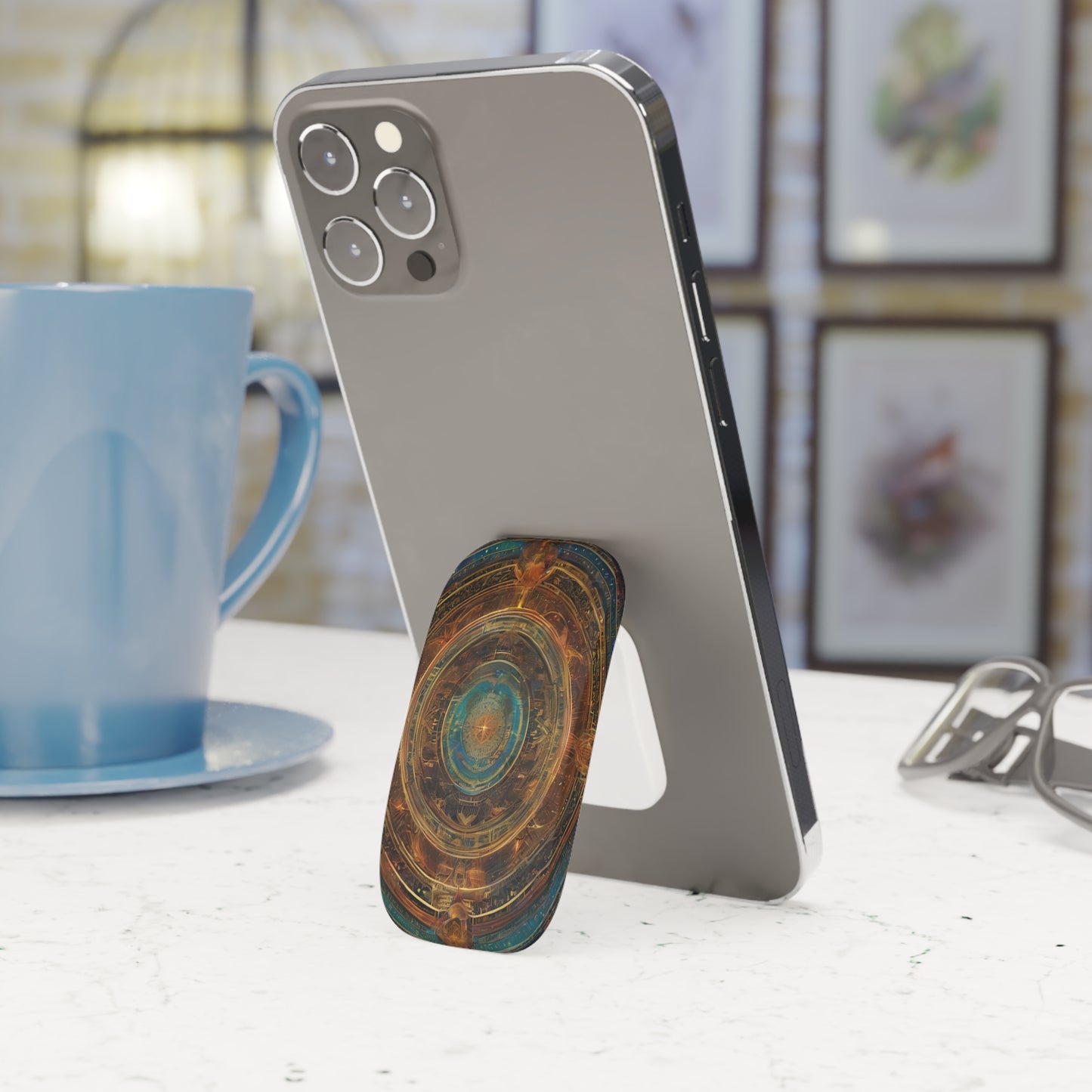 Phone Click-On Grip: Reusable Adhesive Phone Holder & Kickstand