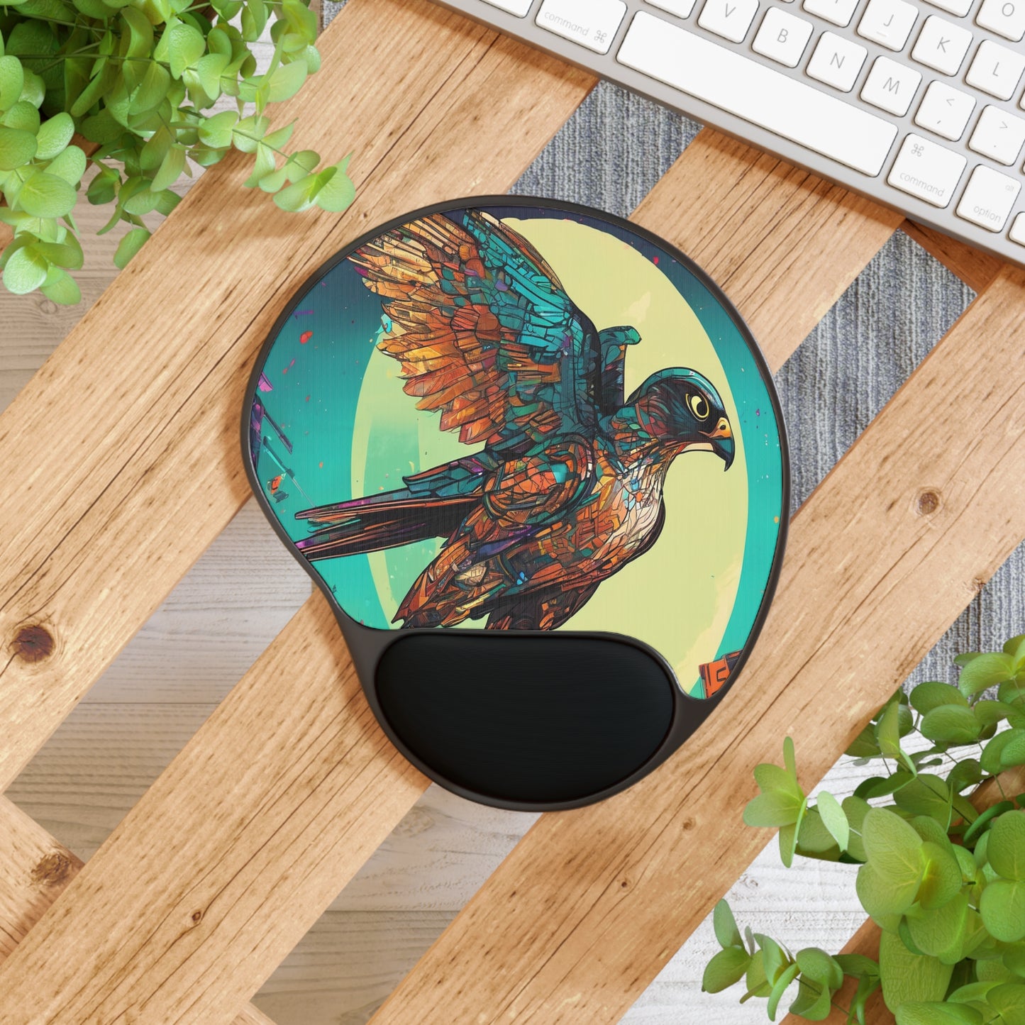 Foot-Shape Neon Ergonomic Mouse Pad with Memory Foam Wrist Rest