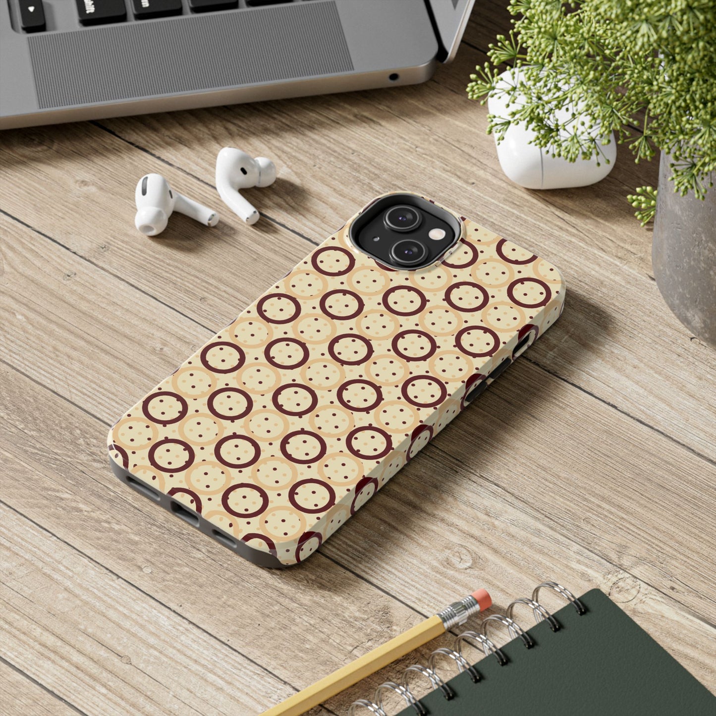 Beige Circle Dot Abstract Pattern Tough Phone Cases, Case-Mate