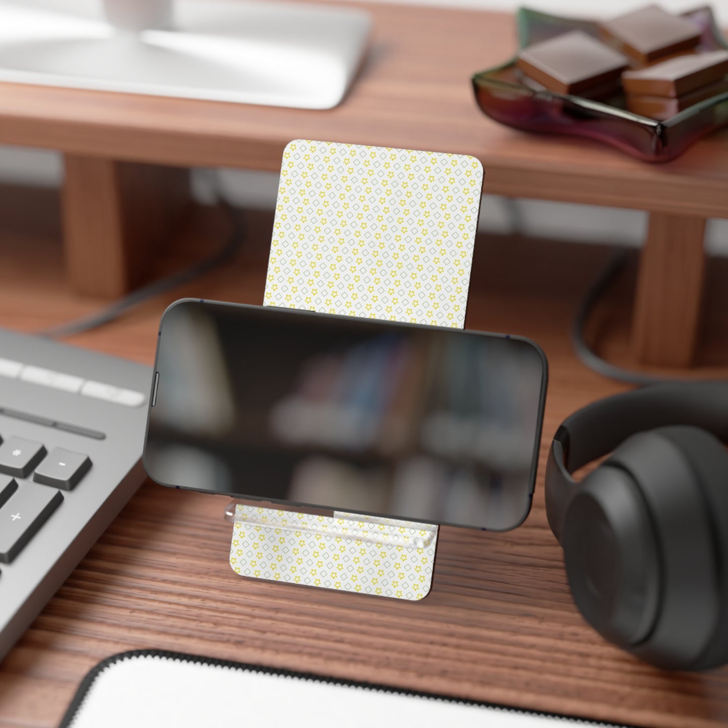 Phone Stand for Smartphones - Two-Piece Hardboard Desk Decor