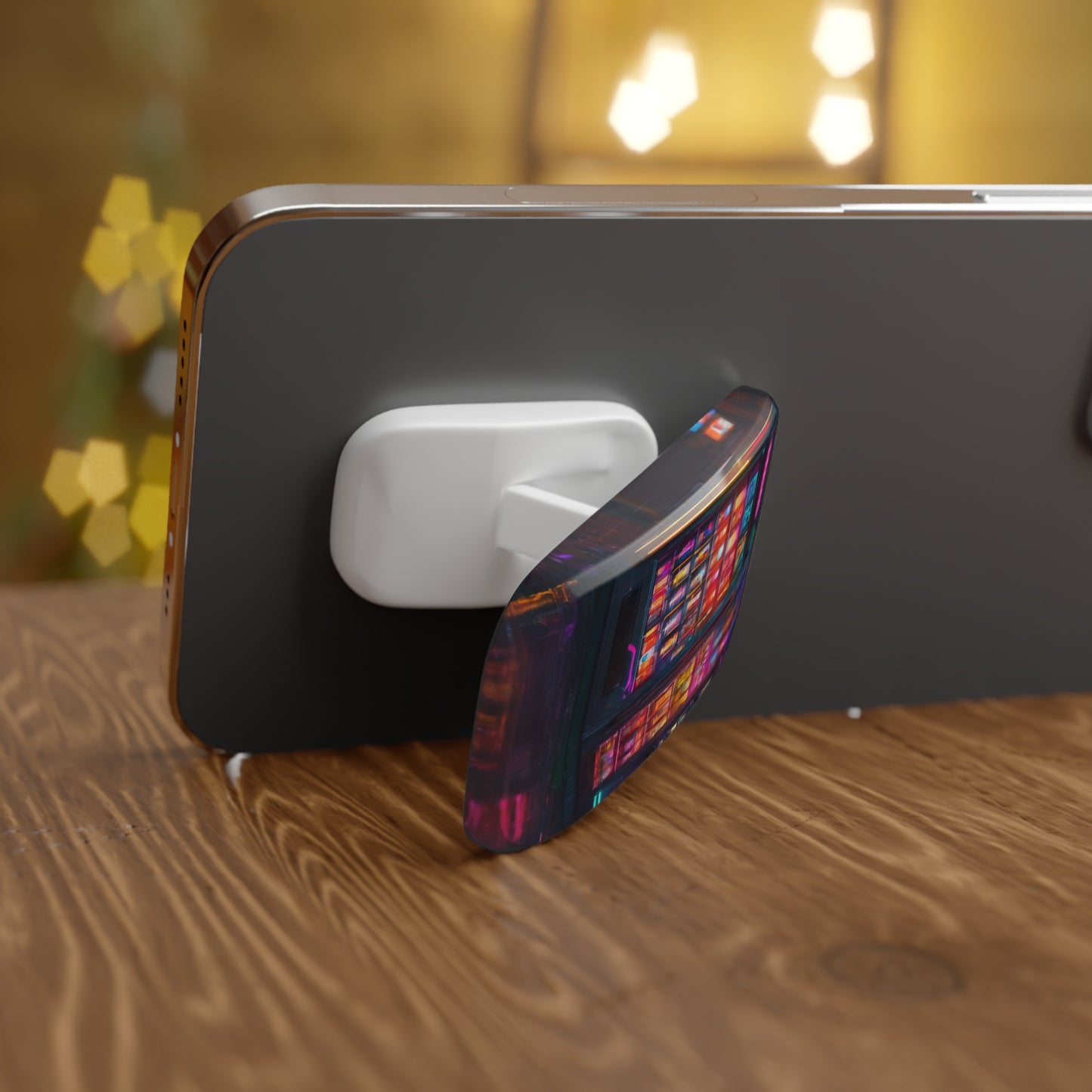 Phone Click-On Grip: Reusable Adhesive Phone Holder & Kickstand
