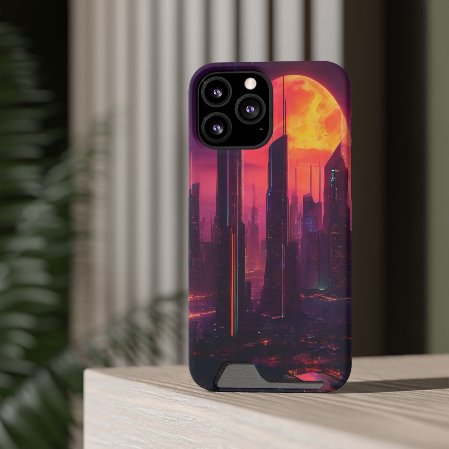 Cyberpunk Neon Card Holder Phone Case MagSafe