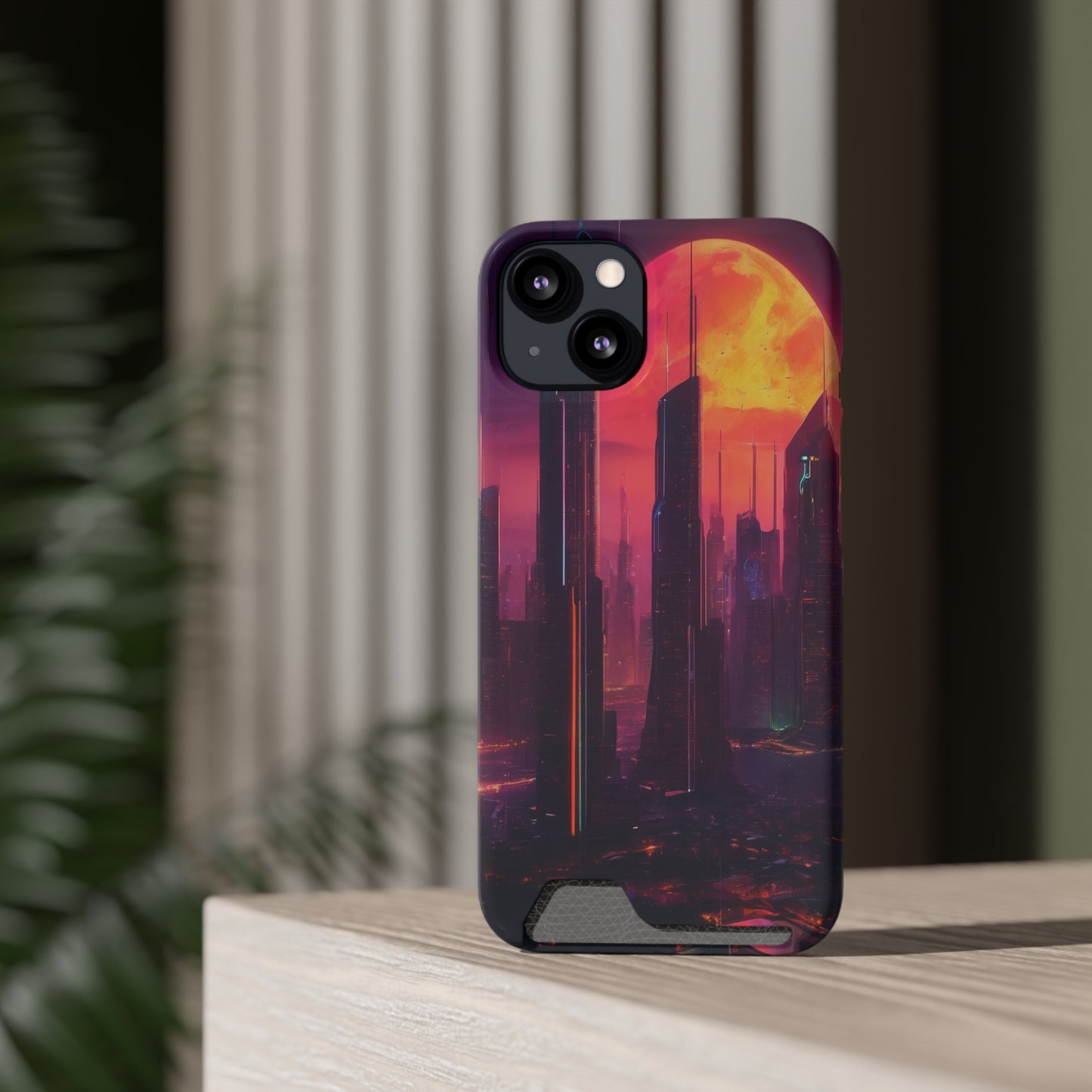 Cyberpunk Neon Card Holder Phone Case MagSafe