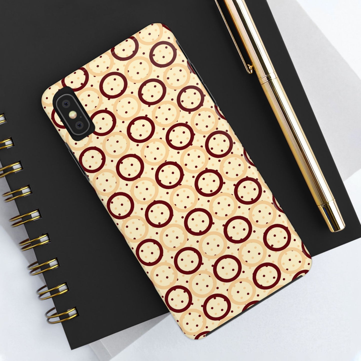 Beige Circle Dot Abstract Pattern Tough Phone Cases, Case-Mate