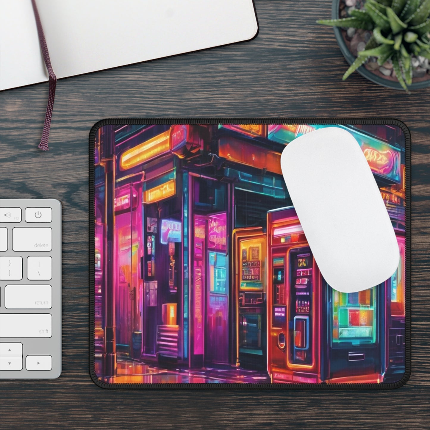 Neon Gaming Mouse Pad - 9x7 Custom Neoprene, Stitched Edges