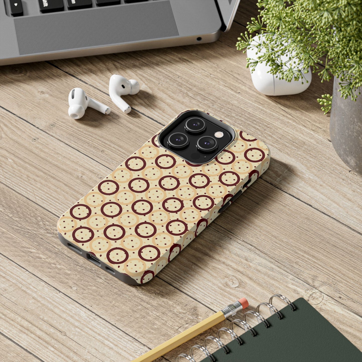 Beige Circle Dot Abstract Pattern Tough Phone Cases, Case-Mate