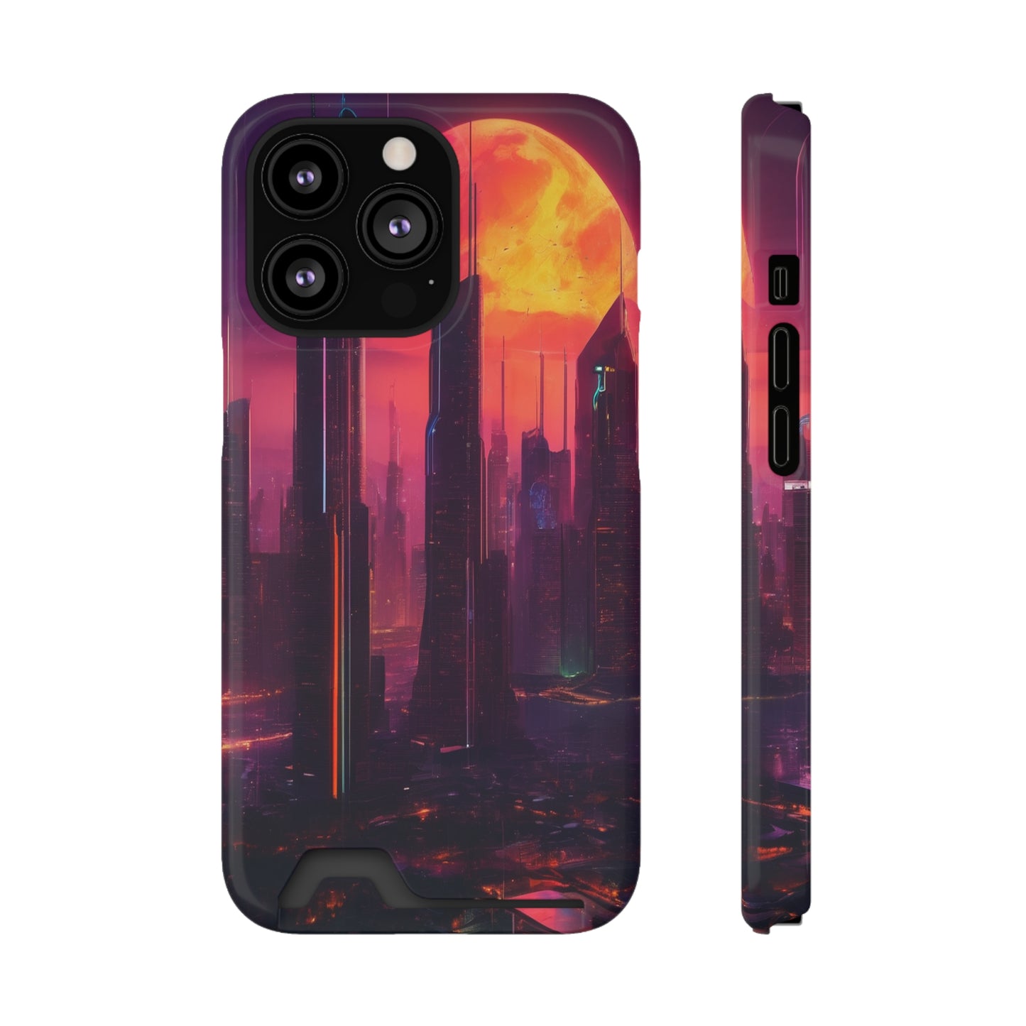 Cyberpunk Neon Card Holder Phone Case MagSafe