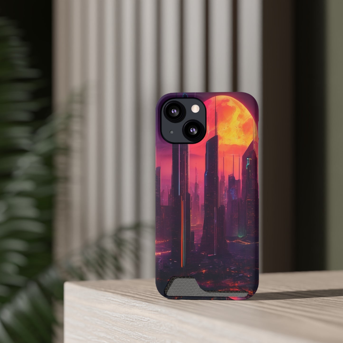 Cyberpunk Neon Card Holder Phone Case MagSafe