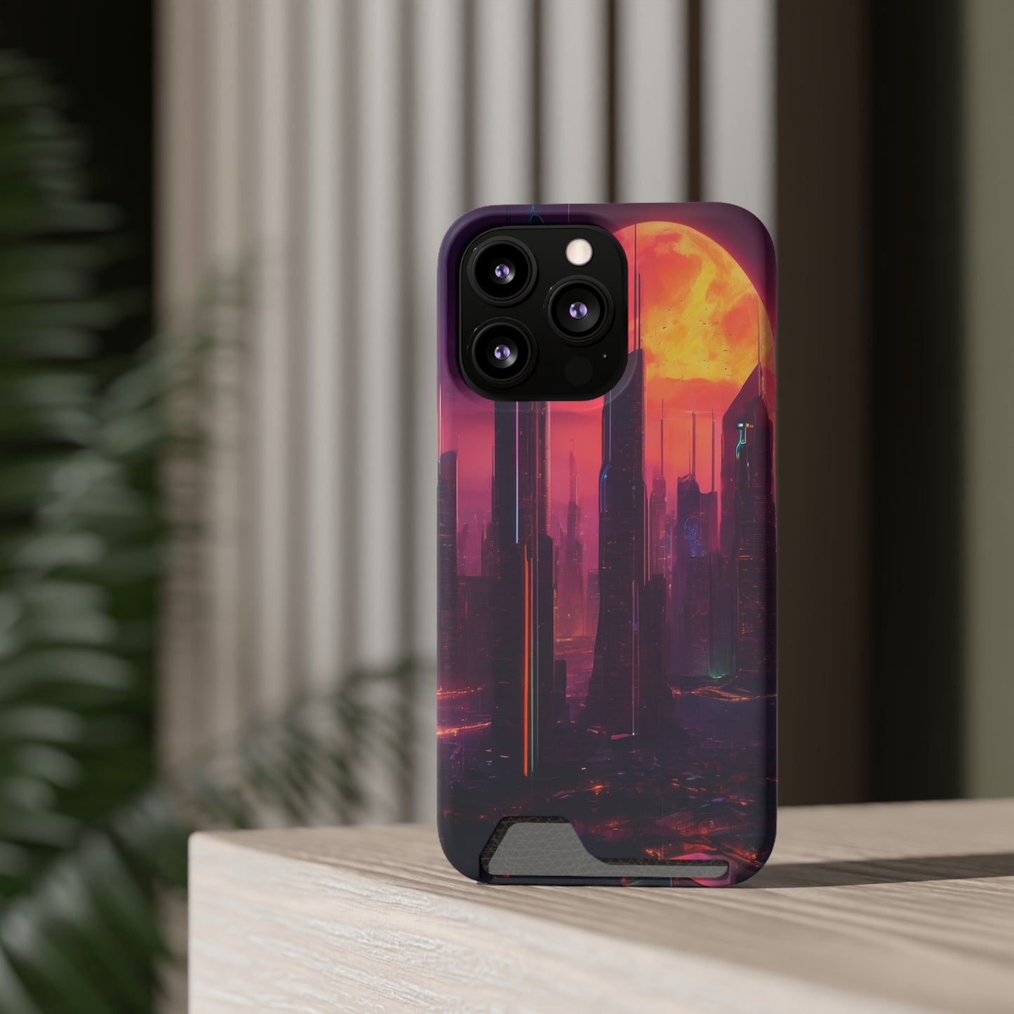 Cyberpunk Neon Card Holder Phone Case MagSafe