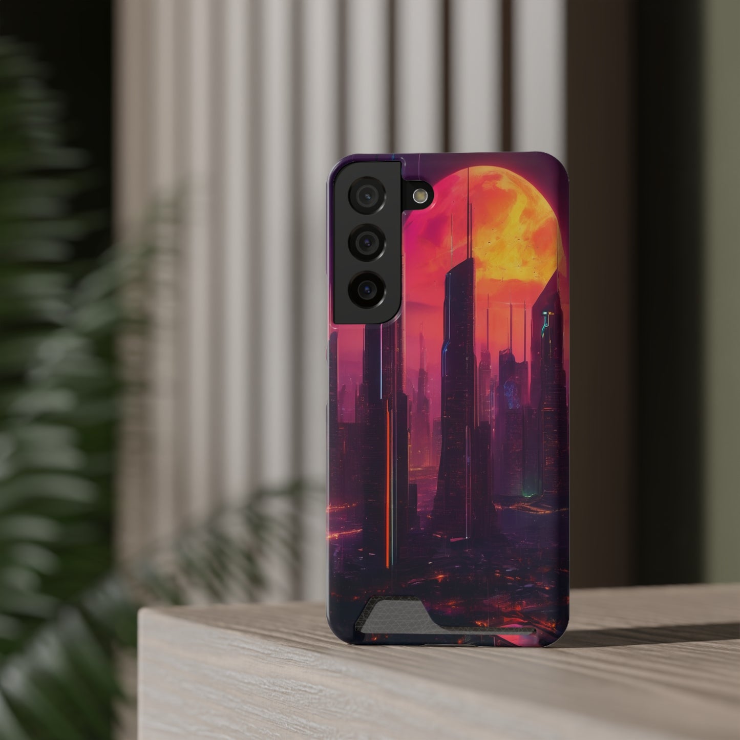 Cyberpunk Neon Card Holder Phone Case MagSafe