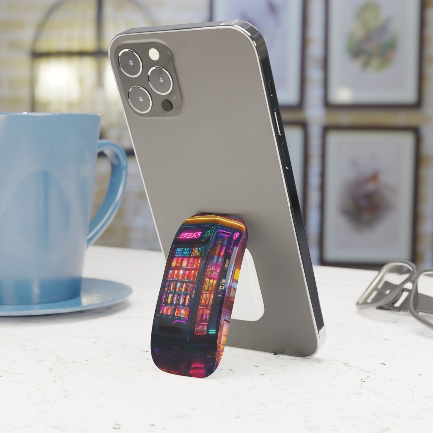 Phone Click-On Grip: Reusable Adhesive Phone Holder & Kickstand
