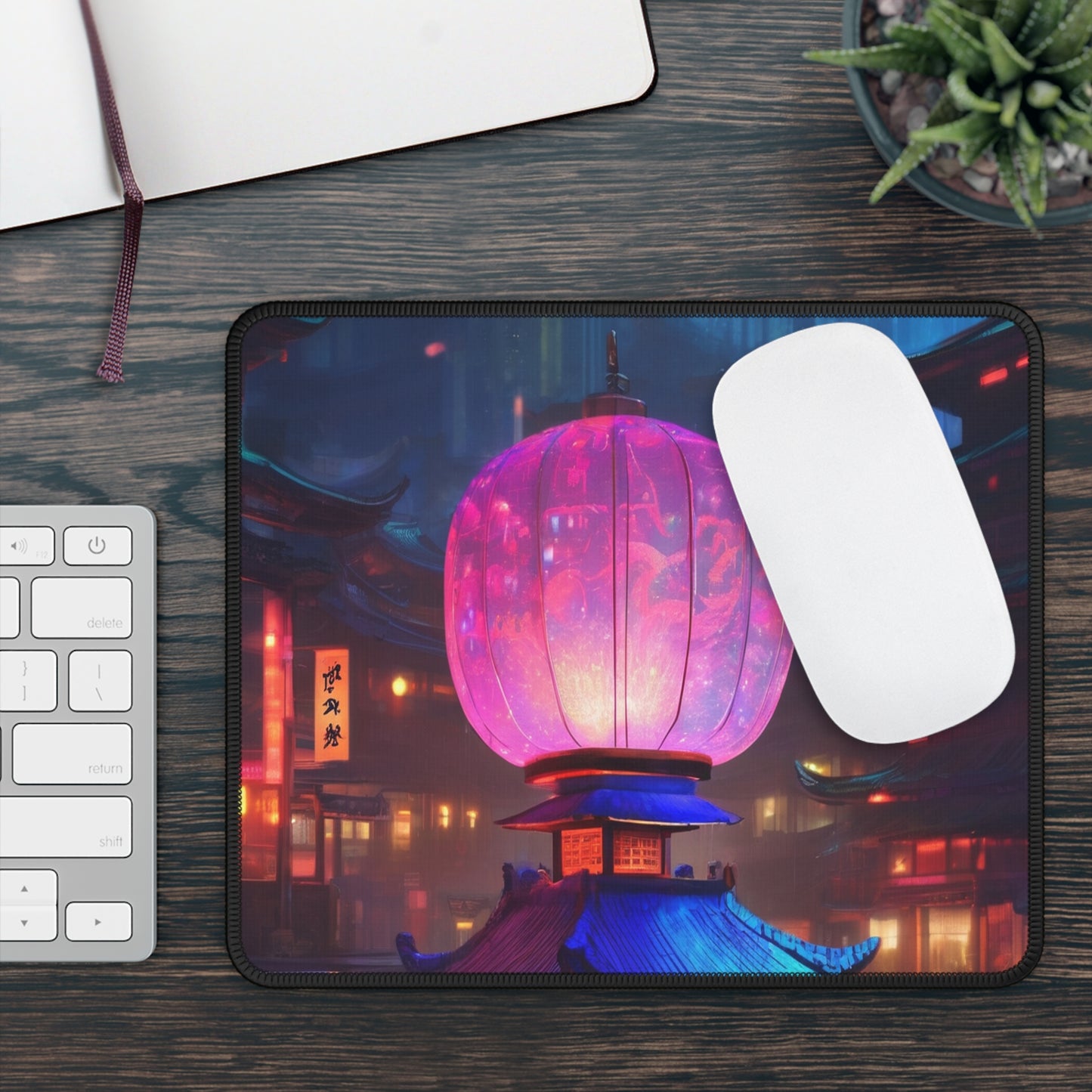 Custom Neon Gaming Mouse Pad 9x7, Neoprene with Stitched Edges