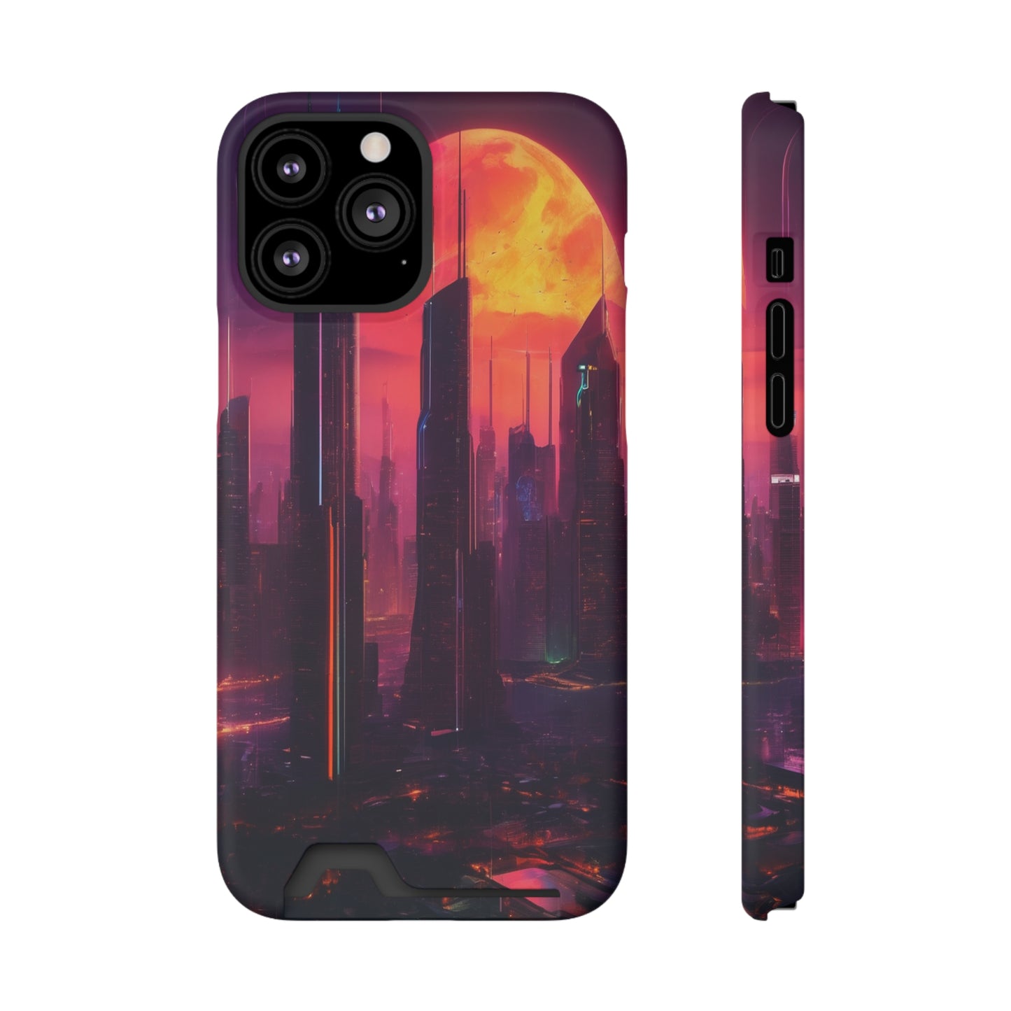 Cyberpunk Neon Card Holder Phone Case MagSafe