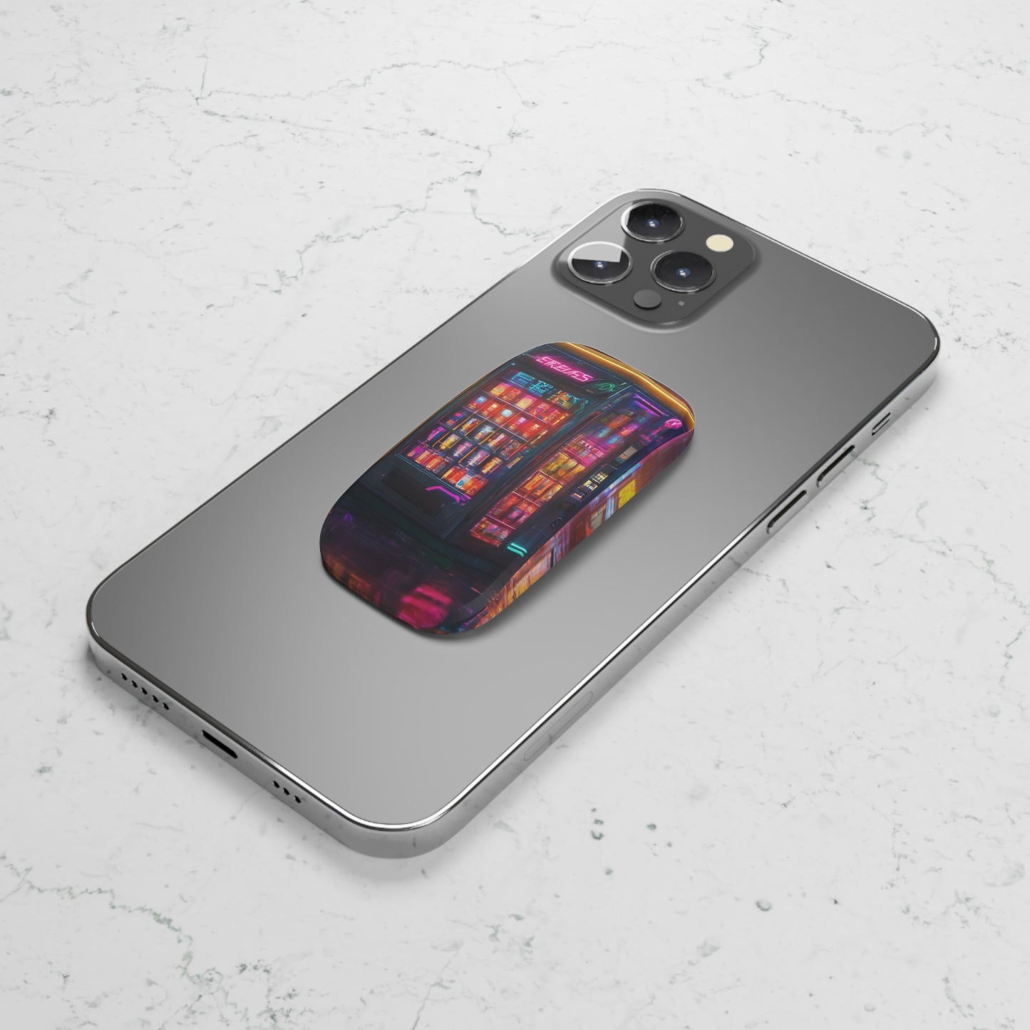 Phone Click-On Grip: Reusable Adhesive Phone Holder & Kickstand