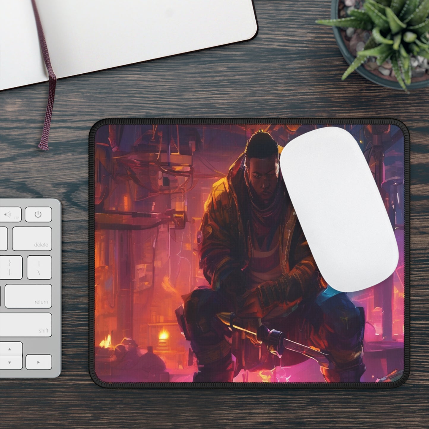 Neon Gaming Mouse Pad 9x7 - Custom, Neoprene, Stitched Edges