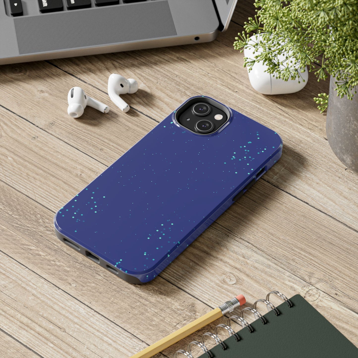 Blue Abstract Dot Pattern Tough Phone Cases, Case-Mate