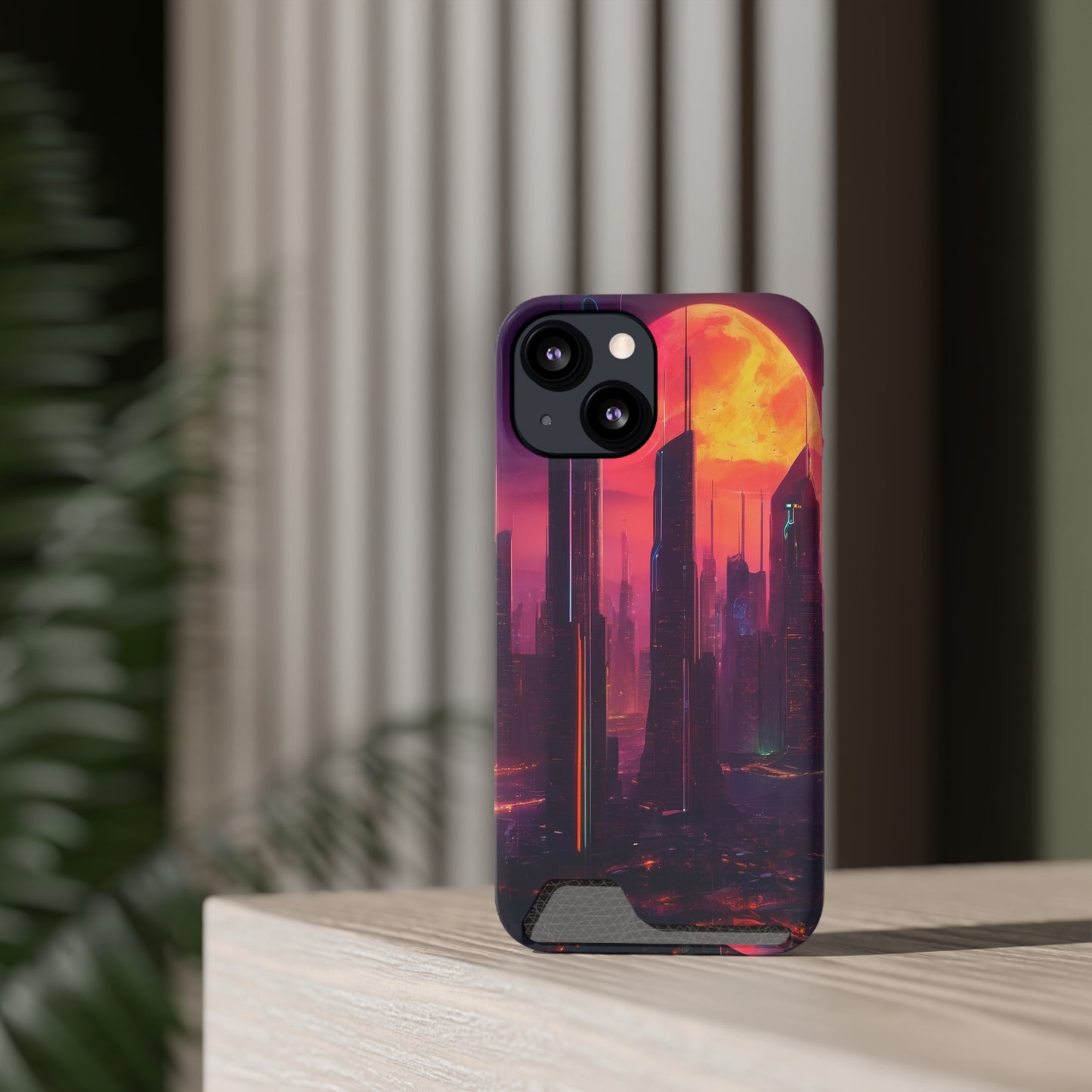 Cyberpunk Neon Card Holder Phone Case MagSafe