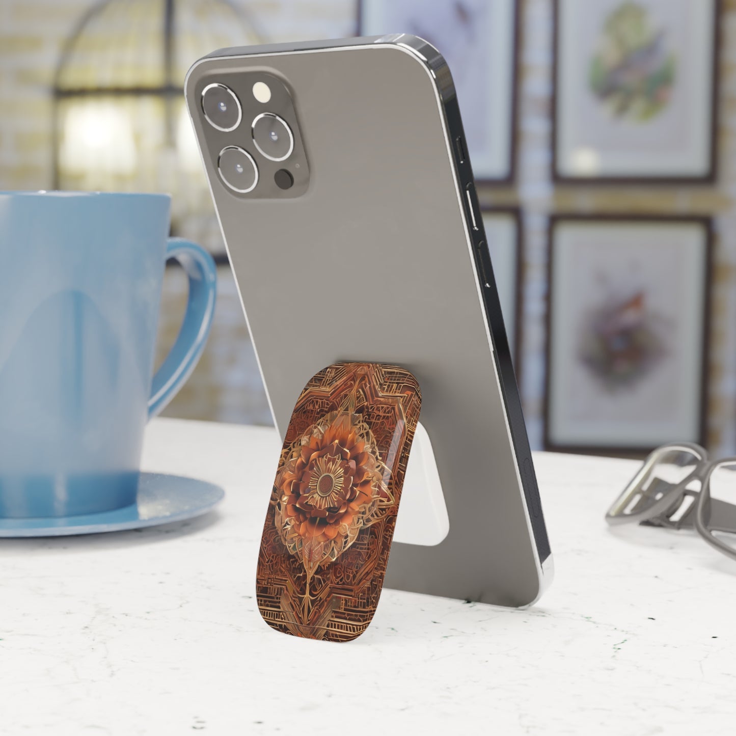 Phone Click-On Grip: Durable Polycarbonate Kickstand