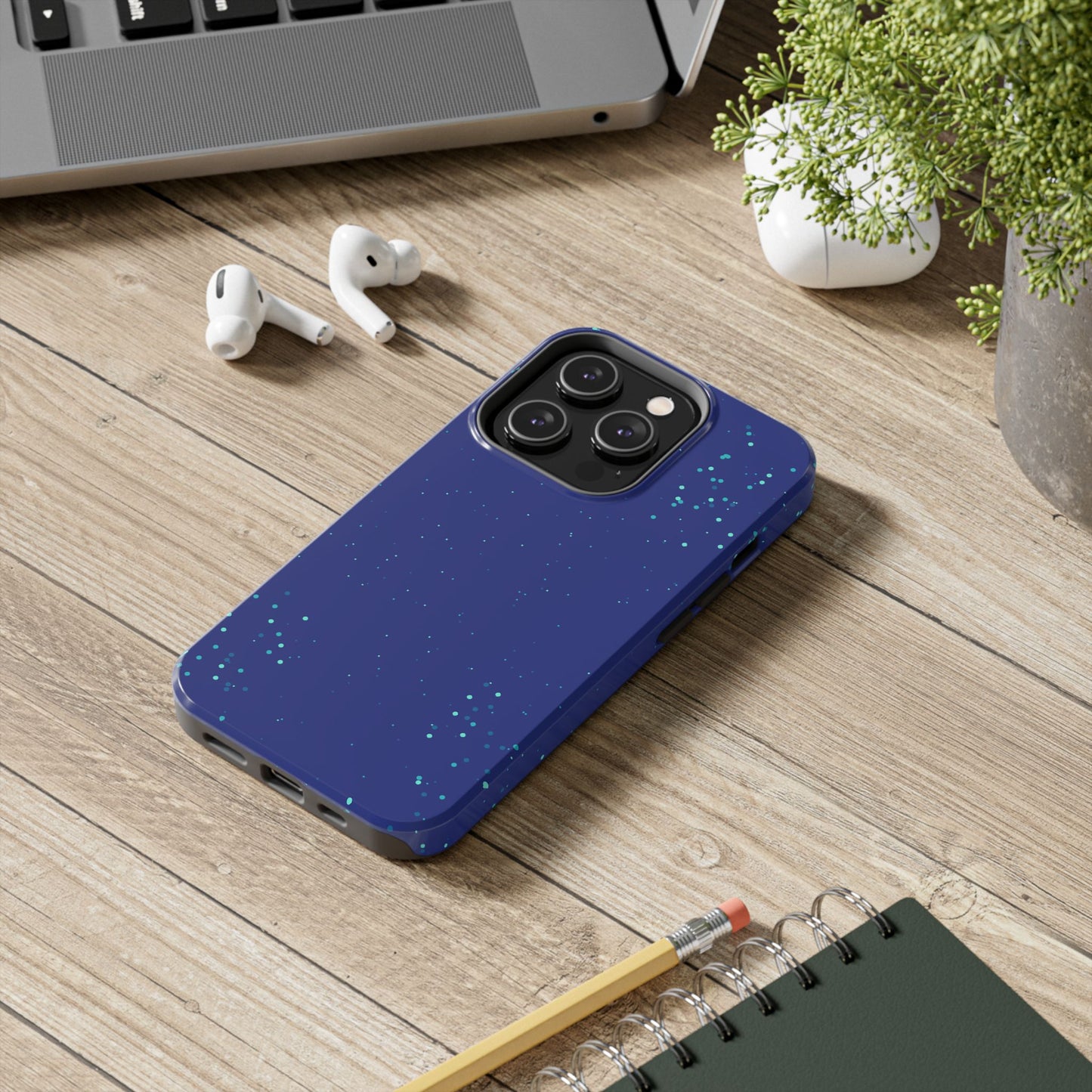 Blue Abstract Dot Pattern Tough Phone Cases, Case-Mate