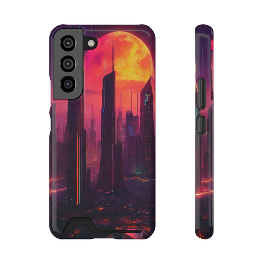 Cyberpunk Neon Card Holder Phone Case MagSafe