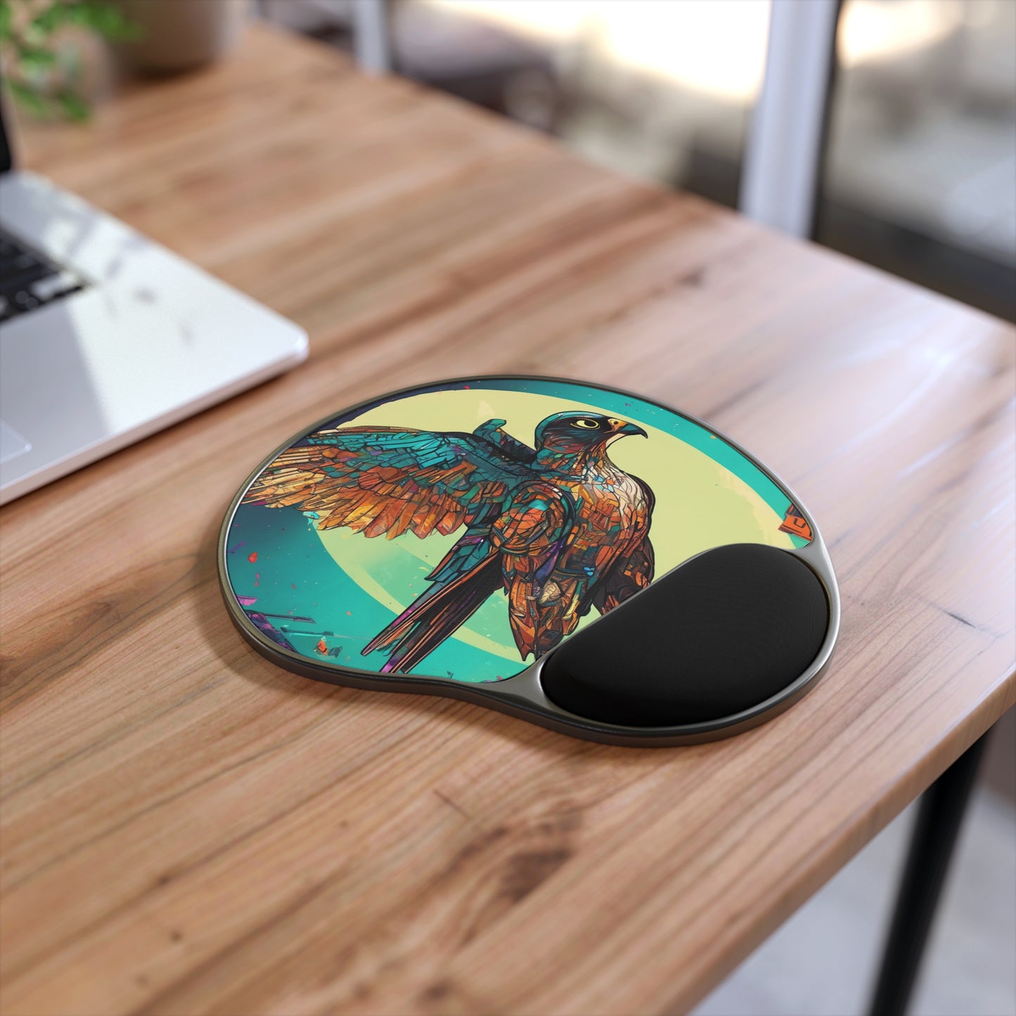Foot-Shape Neon Ergonomic Mouse Pad with Memory Foam Wrist Rest