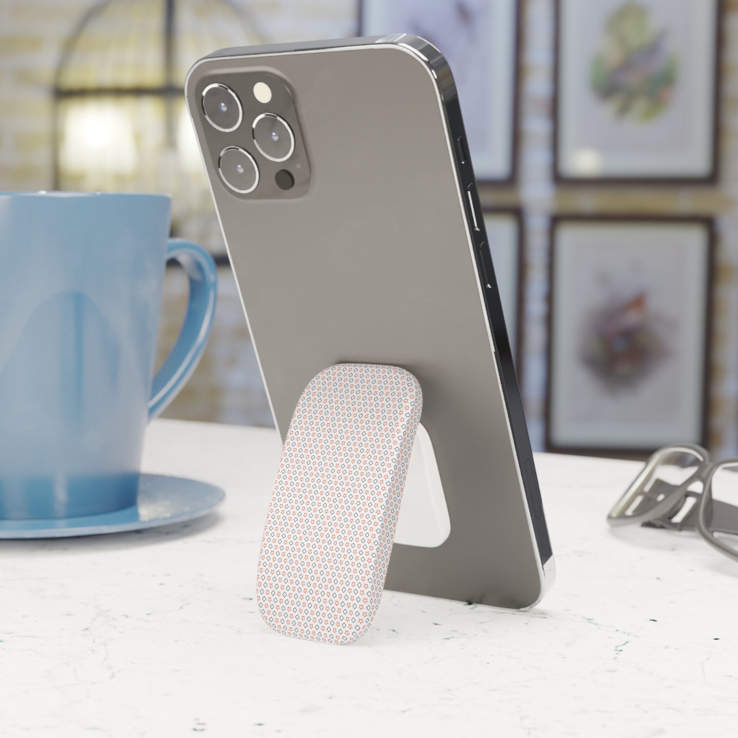 Phone Click-On Grip: Adhesive Phone Holder & Kickstand