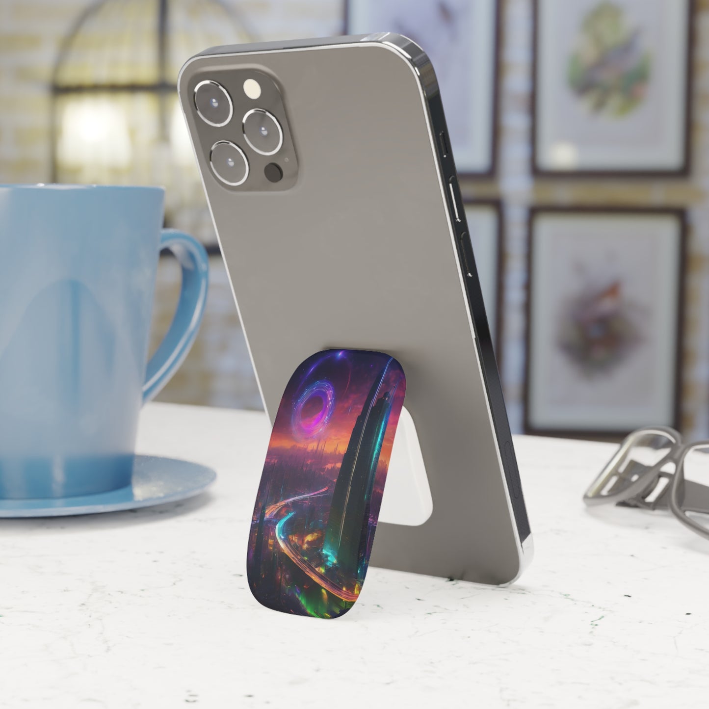 Phone Grip Click-On: Adjustable Mobile Holder & Kickstand
